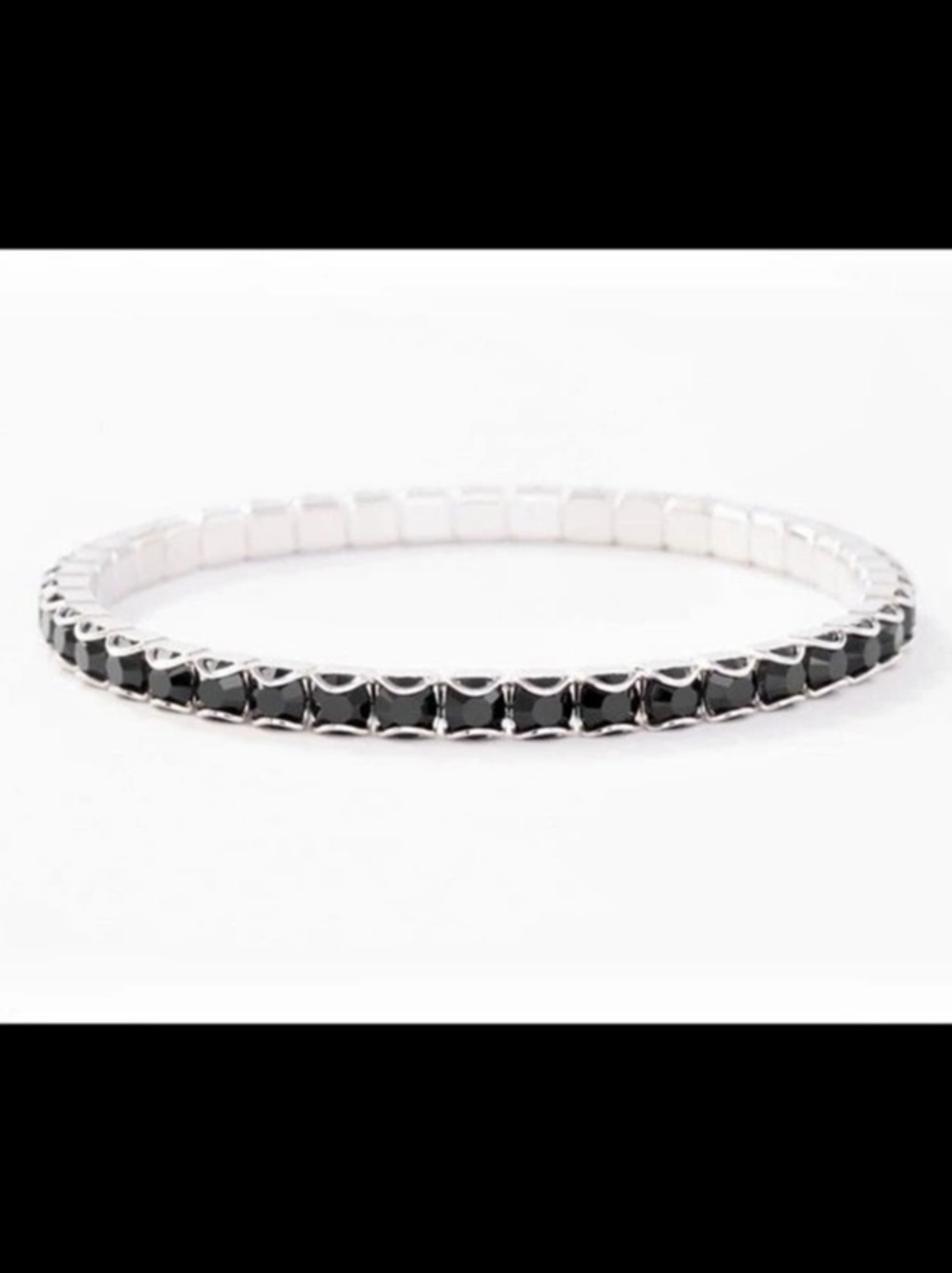 Touchstone crystal by Swarovski jet black stretch bracelet